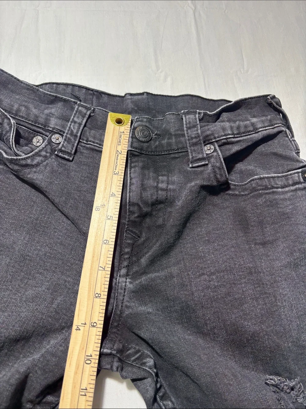 True Religion Ricky Men’s Size 30 Black Distressed Cutoff Denim Shorts